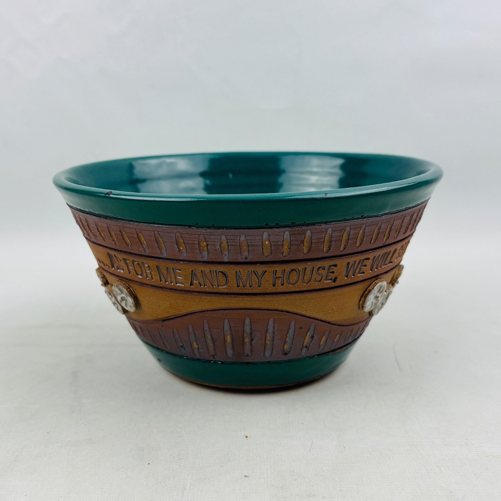 Ed Schrock Down To Earth Pottery Green 7" Bowl Joshua 24:15 Scripture‎ Verse
